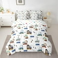 thumbnail image 2 of Manfei Cartoon Bulldozer Excavator 7-Piece Bedding Comforter Set,Equipped Truck King Bedding Sets,White Brown Blue Bed Sheets,Microfiber Bedroom Decor Reversible, 2 of 8