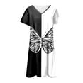thumbnail image 4 of under $5 JINMGG 2025 Summer Plus size Dresses for Women under $10,Women's V-Neck Fashion Casual Temperament Pullover Short Sleeve Print Loose Dress, 4 of 5