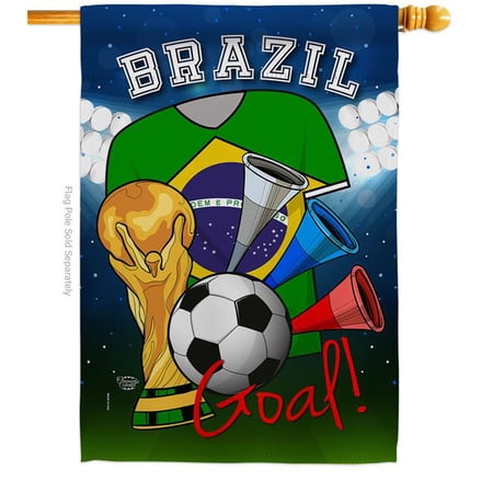 Ornament Collection H192089-BO World Cup Brazil Soccer Sports 28 x 40 in. Double-Sided Decorative Vertical House Flags for Decoration Banner Garden Yard Gift