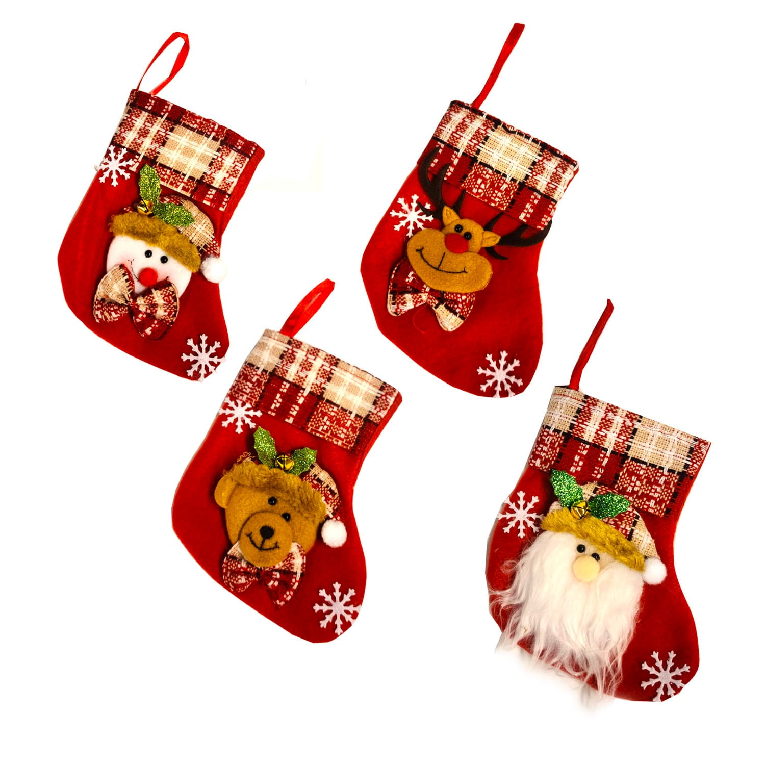 Christmas Stocking 3D Santa Snowman Reindeer Classic Xmas Gift Candy Pouch Bag 