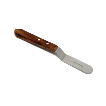Cake Decorating Angled Icing Spatula, Stainless Steel 5" Offset Polished Blade Knife, Wood Handle