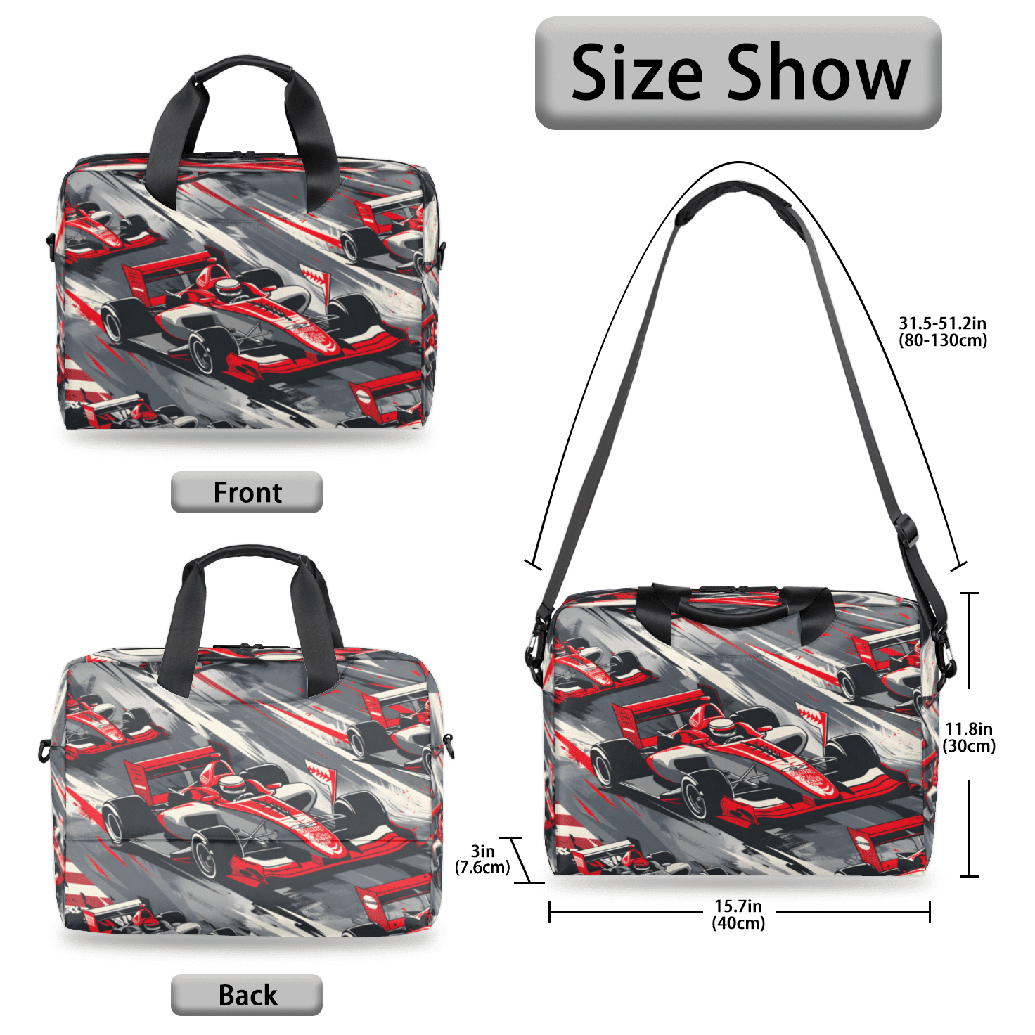 Herdesigns Racing Car Laptop Bag for Women Men, Computer Case Briefcase Messenger Bags, 15-15.6 inch Laptop Sleeve Shoulder Bag