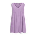 thumbnail image 4 of Fartey Mini Dresses for Women Cute Babydoll Dress Summer Sleeveless V Neck Sundress Fashion Solid Color Beach Dress Loose Flowy Pleated Dresses 2025 Purple L, 4 of 8