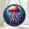 thumbnail image 3 of Ocean Jellyfish Ceramic Coasters, Coastal Nautical Tabletop Decor, Marine Inspired Drink Coaster Set for Home, 3 of 4
