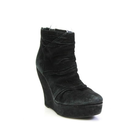 

Pre-owned|Boutique 9 Womens Back Zip Platform Wedge Heel Booties Black Suede Size 6M