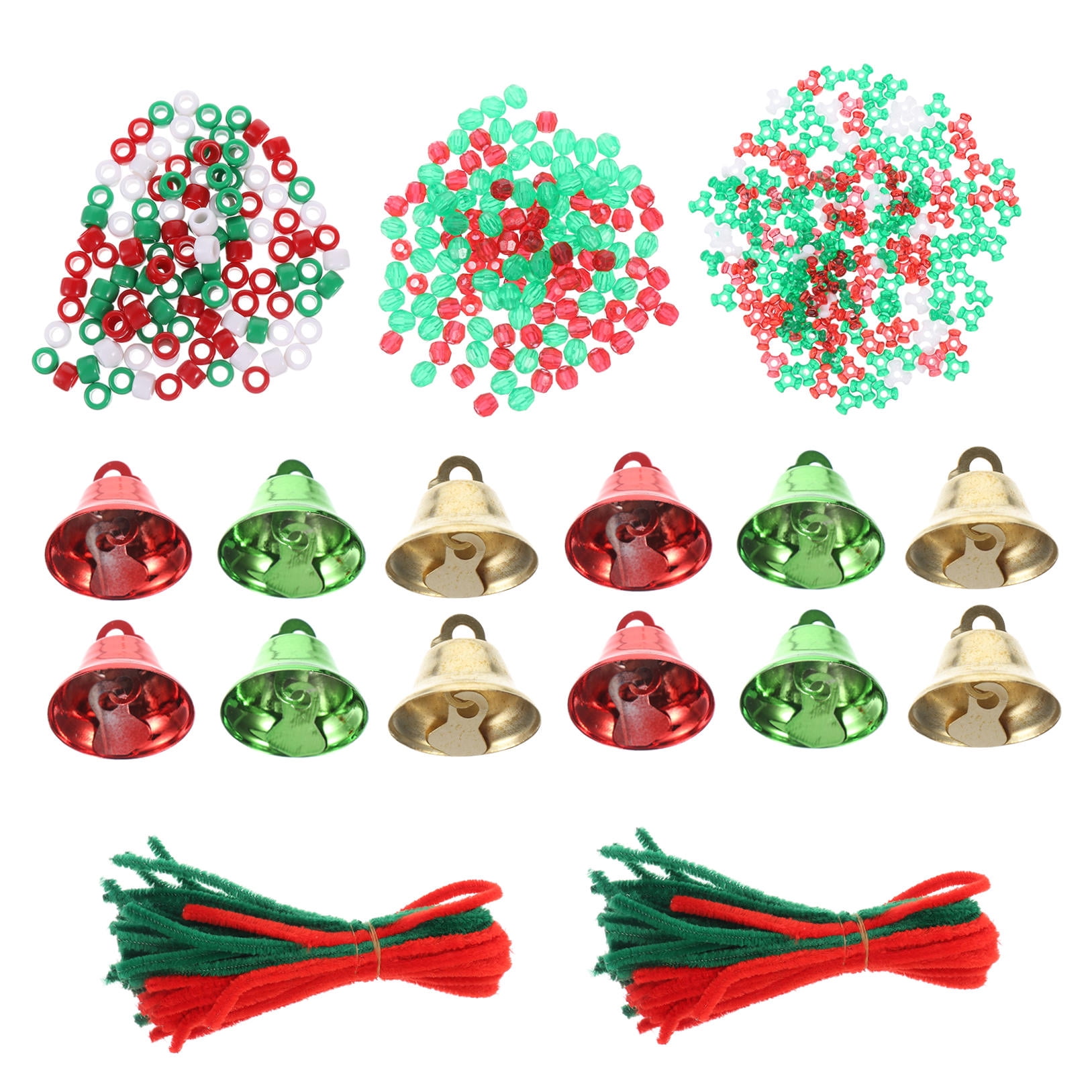 UPOUART 1 Set Glittery Shaped Beads and Small Alloy Bells for Christmas DIY Crafts