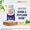 thumbnail image 5 of (3 pack) Vitamatic Cascara Sagrada 25:1 Extract, 5000 mg Equivalent Strength Per Serving, Made with Senna & Psyllium Husk - 180 Veg Capsules - Concentrated 25X Potency - All Natural - Non-GMO, 5 of 11