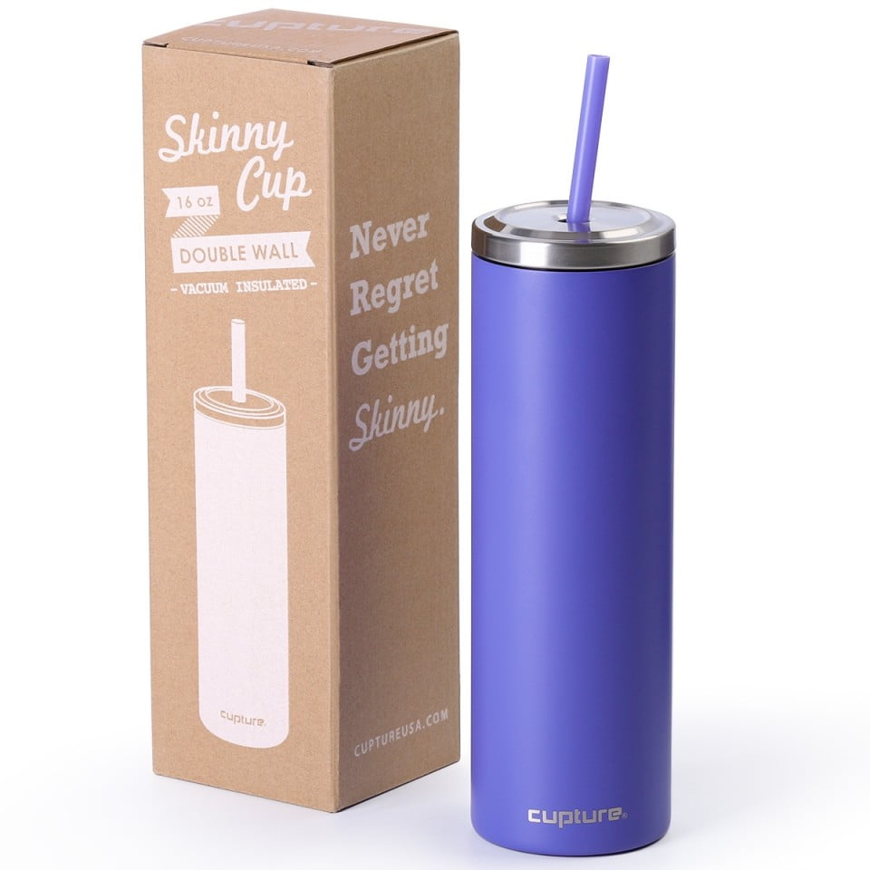 Cupture Stainless Steel Skinny Insulated Tumbler Cup with Lid and Reusable  Straw - 16 oz (Blush Pink) 