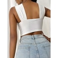 thumbnail image 5 of Qiylii Women's Criss Cross Tank Tops, Sleeveless Cutout Crop Tops Solid Color, 5 of 7