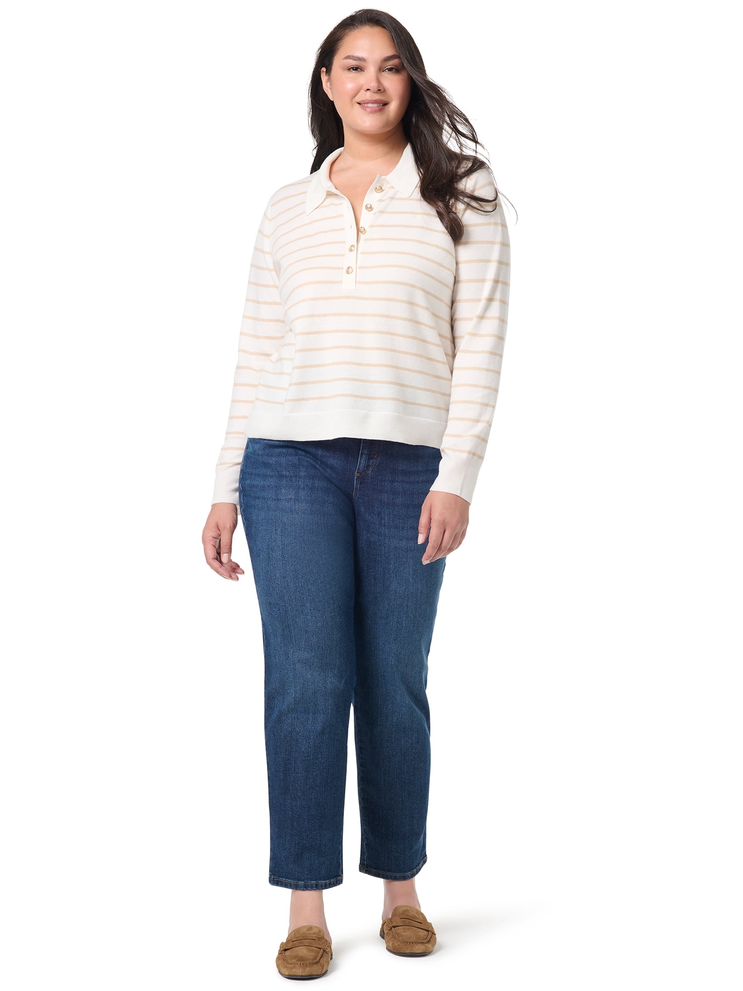 Gloria Vanderbilt Swan Series Women's Plus Polo Sweater, Sizes 0X-4X