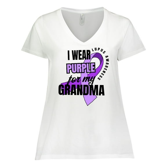 Inktastic I Wear Purple For My Grandma Lupus Awareness Women's Plus Size V-Neck T-Shirt