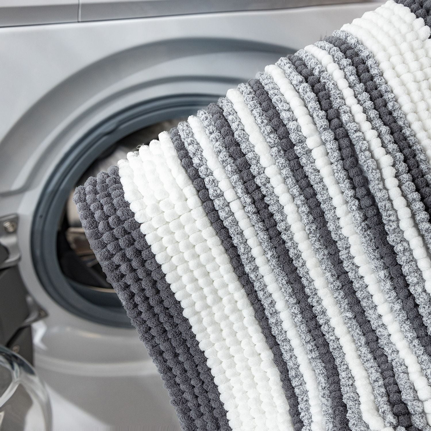 Phantoscope Soft Chenille Bathroom Rugs, 17 x 20 in and 20 x 30 in, Quick Dry, Non-Slip Backing, Dark Gray