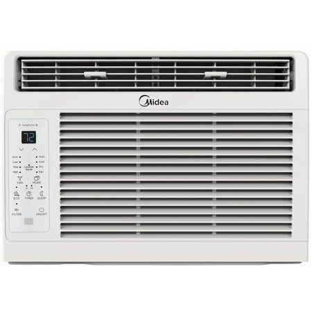 Midea 6,000 BTU 115V Window Air Conditioner with ComfortSense Remote, Up to 250 sq ft Coverage Area, Black, MAW06R1WWT