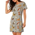 thumbnail image 2 of Vsdgher Motif Chien Mignon Chemise de Nuit à Manches Courtes Col Rond Robe de Nuit Confortable, 2 of 6