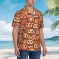 thumbnail image 3 of Gukieu Brown Owl Print Men's Short-sleeved Shirts, Button-down Lapel Hawaiian Shirts, T-shirts, Beach Vacation Summer Casual Wear,XX-Large, 3 of 7