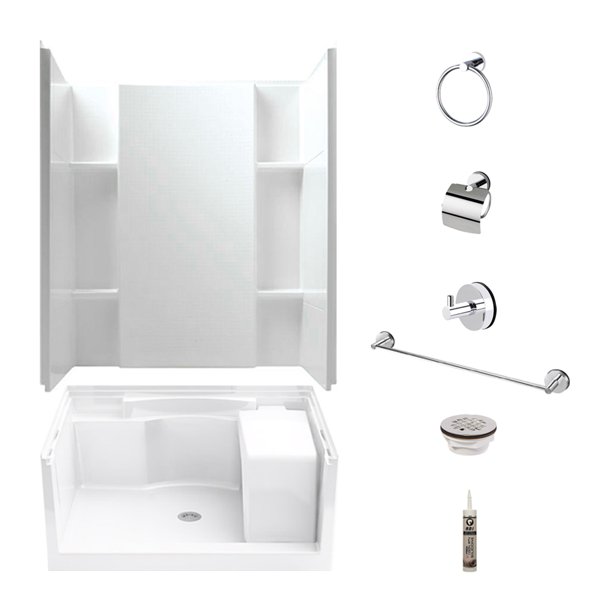 Sterling KSA72280100S Seated Shower Kit with Accessory Kit in White/Silver