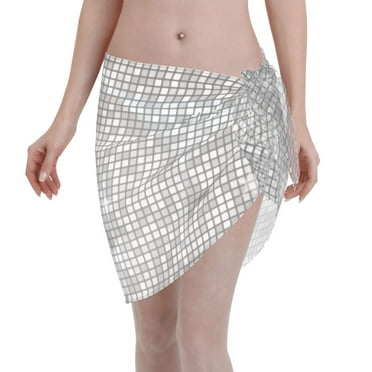 Adobk Silver Mosaic Swimsuit Coverups for Women Beach Bikini Short Skirt for Swimwear