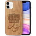 thumbnail image 1 of Case Yard Wooden Case Outside Soft TPU Silicone, Slim Fit Shockproof Wood Protective Phone Cover for Girls Boys Men and Women, Supports Wireless Charging King Crown Design case for iPhone-11, 1 of 7