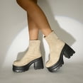 thumbnail image 2 of Mepaouo Platform Ankle Boots for Women High Heel Slip on Fashion Chelsea Combat Booties(Khaki,8), 2 of 7