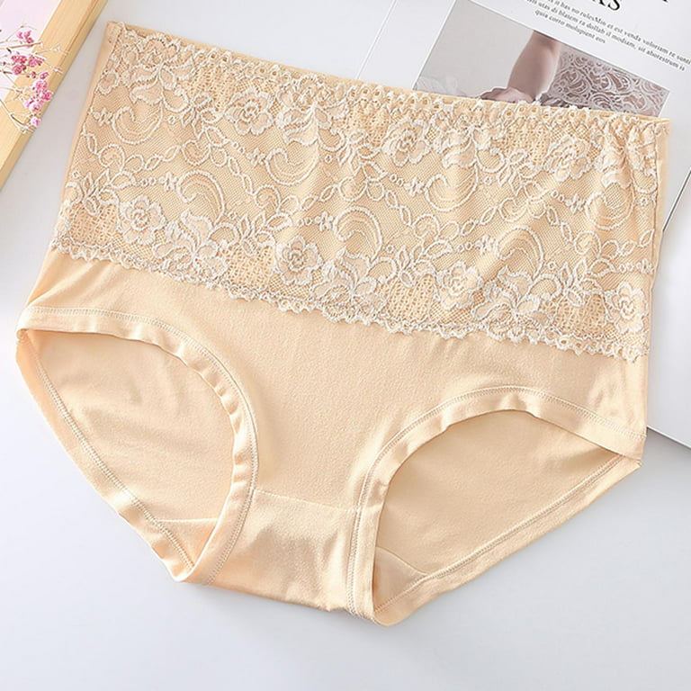 Women's Comfortable Breathable Triangle Panties Women's Large Size  Breathable Briefs Lace-Side High-Waisted Women's Panties