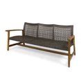 thumbnail image 4 of 3 Seater Outdoor Patio Sofa, Rattan Couch Furniture with Wood Wide Armrests and Deep Seating, 3-Seat Patio Sofa for Porch, Backyard, Pool, Sunroom, Poolside (Natural), 4 of 9