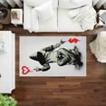 thumbnail image 2 of Banksy Rug, Area Rug, Thick Rug, Salon Rug, Love Or Money Rug, Painting Rug, Printed Rug, Area Rug, Rug, Accent Rug, Banksy Money Graffiti, 2.6'x9.2' - 80x280 cm, 2 of 8
