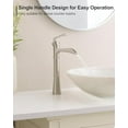 thumbnail image 6 of Brass Vessel Sink Faucet Brushed Nickel, Waterfall Bathroom Sink Faucet 1 Hole, Single Handle Bathroom Faucet, Tall Faucet for Bathroom Sink with Pop-Up Drain & Water Hoses for Save Water, 6 of 8