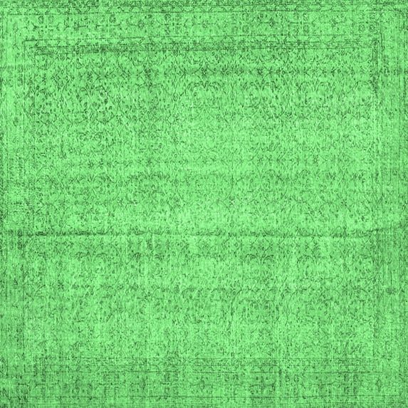 Ahgly Company Indoor Square Persian Emerald Green Traditional Area Rugs, 7' Square