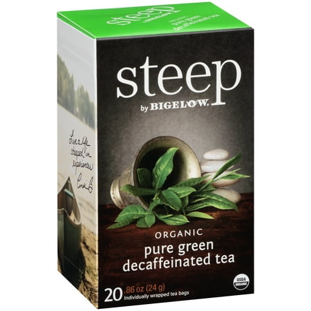 (3 Boxes) Steep, Organic Pure Green Decaffinated Tea, Tea Bags, 20