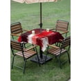 thumbnail image 3 of Outdoor Tablecloth with Umbrella Hole and Zipper, Red Abstract Square Table Cloth 54x54 Inch Waterproof Tablecloth, Modern Mottled Art Oil Painting Picnic Table Cover for Patio Camping, 3 of 7