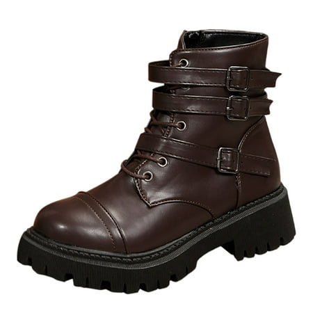 

Ediodpoh Round Head Snow Boots Velvet Thick Bottom Boots Casual Short Boots Women Boots Brown 7.5