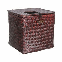 Barhoo Tissue Box Cover Kleenex Box Covers Square Woven Straw Tissue Box Cover - Decorative Napkin Holder and Pumping Paper Dispenser for Home, Bathroom, and Office 1 Tissue Box