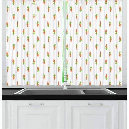 Carrot Curtains 2 Panels Set Doodle Pattern With Continuous