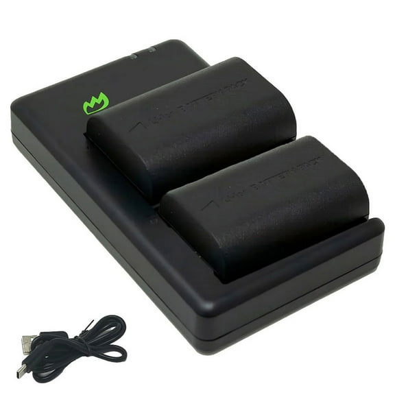 Replacement for Canon LP-E6N Battery (2-Pack, 2600mAh) and Dual USB-C Charger