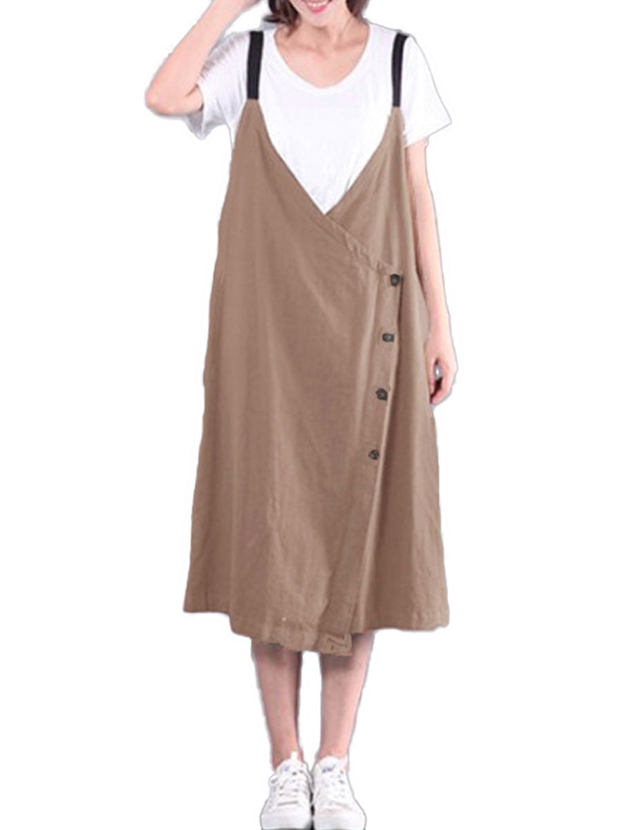 v neck dungaree dress