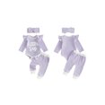 thumbnail image 2 of Cjfdfy  Newborn Baby Girls Fall Outfit Long Sleeve Little Sister Letter Embroidery Striped Romper And Pants Headband 3-piece Set Infant Baby Girl Ruffle Ribbed Fall Winter Clothes, 2 of 9