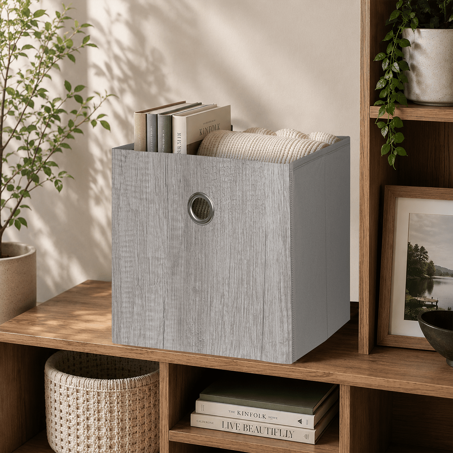 Mainstays Collapsible Fabric Cube Storage Bins, 10.5 in x 10.5 in