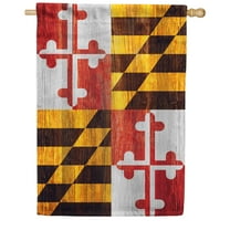America Forever Maryland State Flag 28 x 40 Inch Double Sided Outdoor Yard Decorative USA Vintage Wood State of Maryland House Flag, Made in the USA