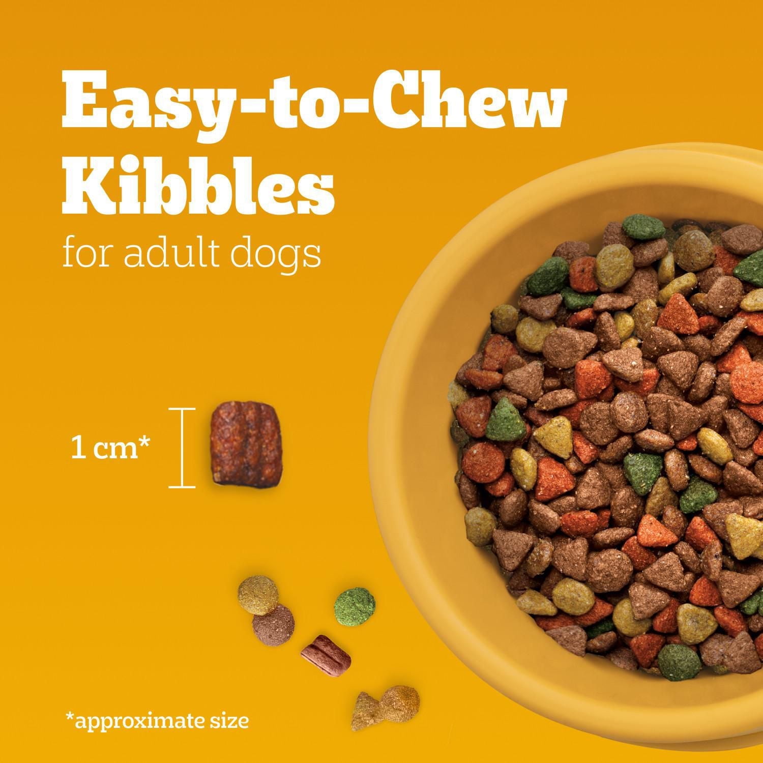 PEDIGREE VITALITY+ Dry Food For Adult Dogs – Roasted Chicken & Vegetable Flavour - Supports Strong Bones and Healthy Teeth – With Calcium, 8kg-20kg