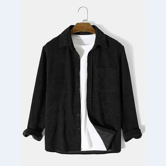 Babysbule Mens Winter Coats Clearance Men's Fashion Casual Loose Solid Color Shirt Outwear Long Sleeve Pocket Button Tops Coat