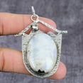 thumbnail image 2 of Natural Moonstone, White Topaz Gemstone 925 Sterling Silver Pendant 2.25", 2 of 4