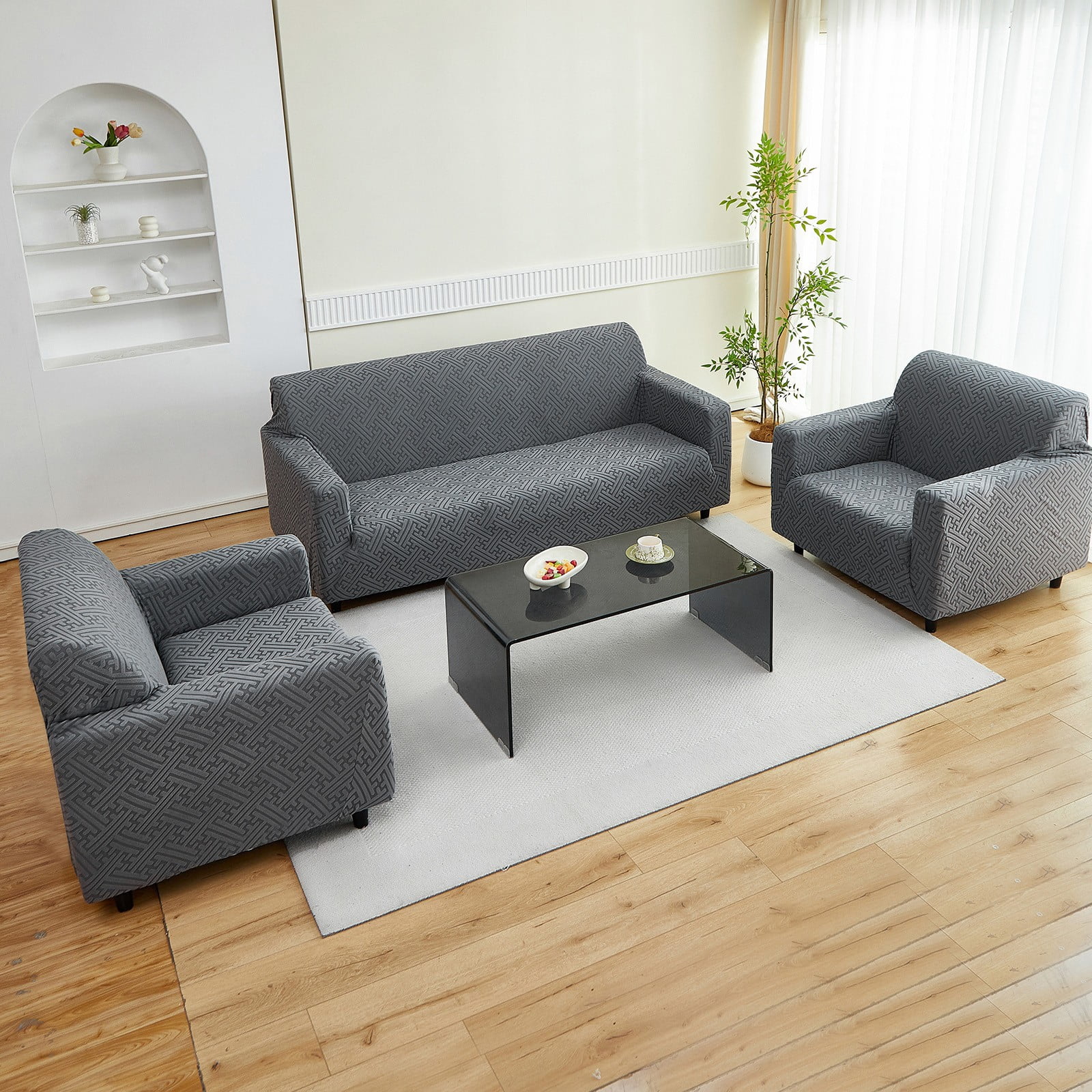 ANMINY Elastic Sofa Cover Full Coverage Sofa Slipcovers Thick Jacquard Fabric Non-Slip Couch Protect 1-Seater (35"x55")