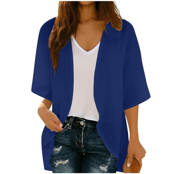 Cardigan for Women 3/4 Sleeve Lightweight Summer Kimono Cardigan Loose Beach Cover Up 2026