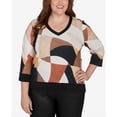 thumbnail image 4 of Alfred Dunner Womens Plus-Size  V-Neck Patchwork Top, 4 of 6