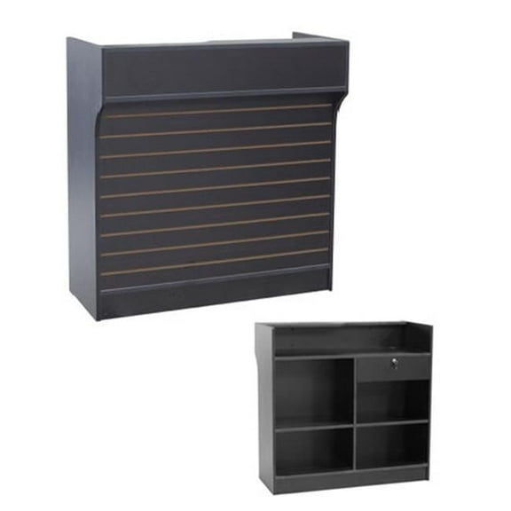 AMKO SW-LGT-4B 4 ft. Ledgetop Register Counter, Black