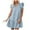 Sky Blue, variant on Yindaity Womens 2024 Summer V-Neck Drawstring Ruffle Cap Short Sleeve Side Pockets Mini Dress Sundress Khaki,XL