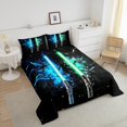 thumbnail image 4 of Erosebridal Blue Lightsaber Bedding Sets Queen with Comforter, Games Neon Light Sword Duvet Insert, Starry Sky Decor, 3pcs, 4 of 7