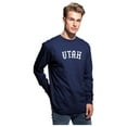 thumbnail image 2 of Daxton Retro Utah Arch Font Long Sleeves T Shirt Soft Medium Weight Cotton, 2Pk Navy White Hgray Navy, M, 2 of 5