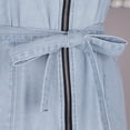 thumbnail image 2 of B91xZ Robes d'Été pour Femmes Taille Mini Robe en Denim à Manches Longues, Bleu Clair m, 2 of 4