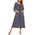 thumbnail image 4 of Ropa De Dormir A Rayas Con Cremallera,Camisón A Rayas Para Mujer Ropa De Dormir De Manga Elegante Camisón A Rayas Respuesta Rápida, 4 of 6